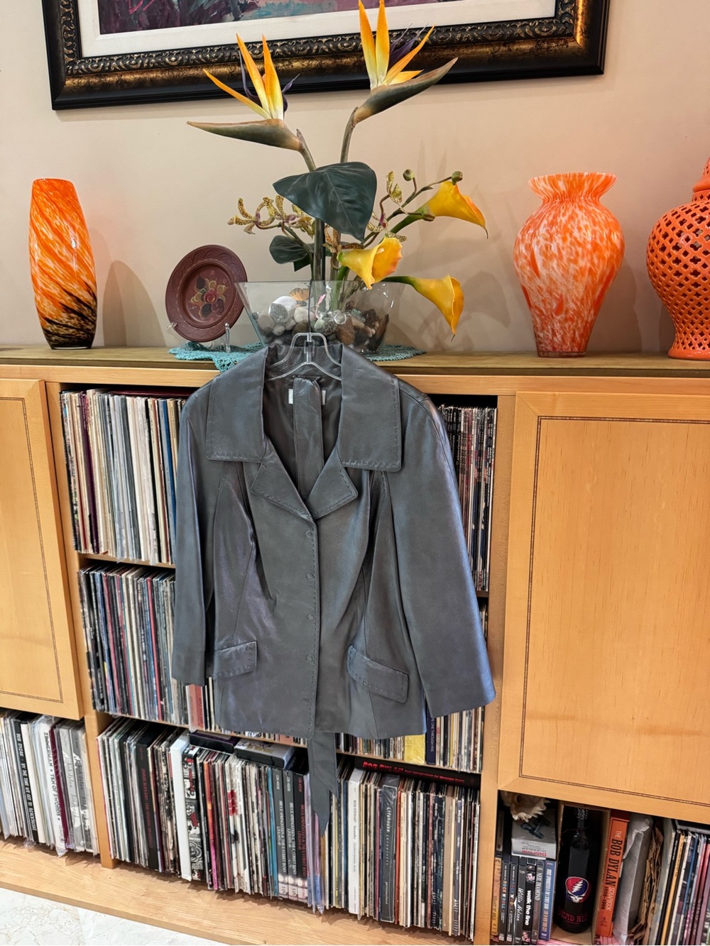 PRICE DROP: NW/OT, lined, 12, metallic GRAY LAMBSKIN LEATHER JKT by WORTH